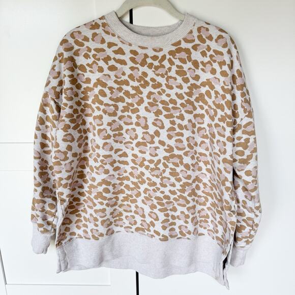 Aerie Women's Sweatshirt Oversized MEDIUM Leopard All‎ Over Print TERRY - Picture 1 of 5